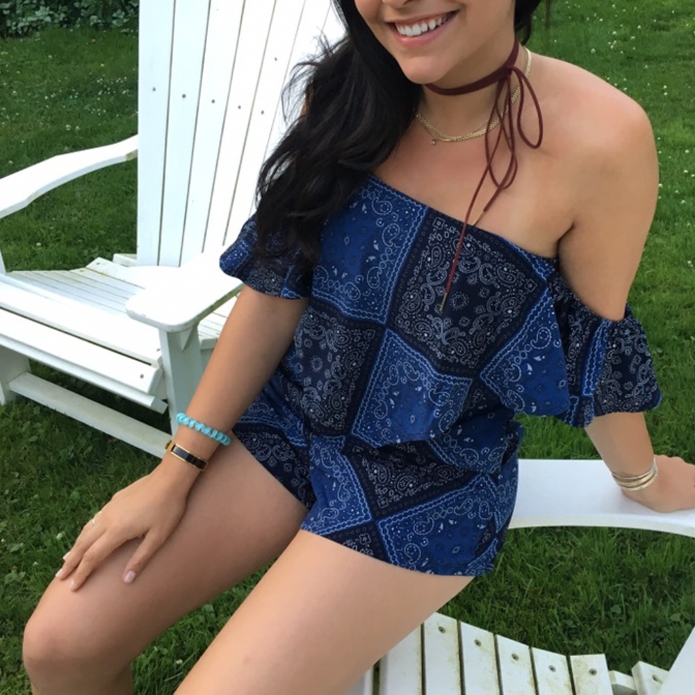 Blue Bandana Romper